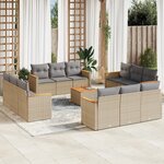 vidaXL Salon de jardin avec coussins 13 Pièces beige résine tressée