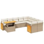 vidaXL Salon de jardin avec coussins 10 Pièces beige résine tressée