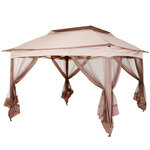 Tonnelle barnum de jardin pop-up pliant 3,25L x 3,25l x 2,65H m acier polyester moustiquaires + sac de transport café