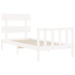 vidaXL Cadre de lit avec tête de lit blanc simple bois massif