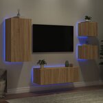 vidaXL Unités murales TV avec LED 5 Pièces chêne sonoma bois d'ingénierie