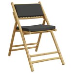 vidaXL Ensemble de bistro pliante 3 Pièces et coussins gris foncé bambou