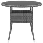 vidaXL Table de jardin Ø80x75 cm Verre trempé/résine tressée Gris