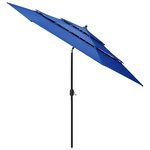 vidaXL Parasol à 3 niveaux avec mât en aluminium Bleu azuré 3 m