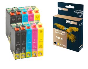 Qualitoner - 10 cartouche compatible pour epson 502xl 502 xl noir (x4) + cyan (x2) + magenta (x2) + jaune (x2) (jumelles)