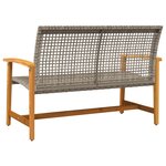 vidaXL Banc de jardin gris 112 cm résine tressée et bois d'acacia