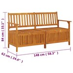 vidaXL Banc de rangement 148 cm Bois d'acacia solide