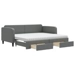 vidaXL Lit de jour avec gigogne et tiroirs gris foncé 90x190 cm tissu