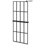 vidaXL Paroi de douche avec étagère Noir 80x195 cm Verre ESG&Aluminium