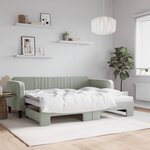 vidaXL Lit de jour avec lit gigogne gris clair 90x200 cm velours