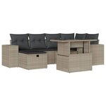 vidaXL Salon de jardin avec coussins 7 Pièces gris clair résine tressée