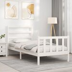 vidaXL Cadre de lit avec tête de lit blanc 90x200 cm bois massif
