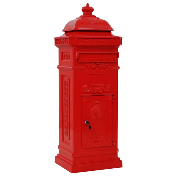 Boîte aux lettres à pilier aluminium vintage antirouille Rouge Rouge 02_0041556