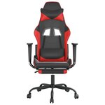 vidaXL Chaise de jeu de massage avec repose-pied Noir&Rouge Similicuir