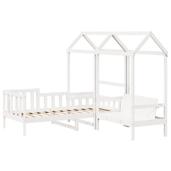 vidaXL Ensemble de lit de jour et de banc et toit 90x190 cm pin massif