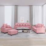 vidaXL Ensemble de canapés 4 Pièces avec coussins Rose Velours