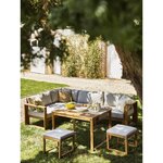 Salon de jardin en bois d'Acacia FSC avec coussins + housse de protection - 7 personnes - Levata - Gris