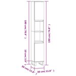 vidaXL Armoire de salle de bain blanc 30x30x190 cm bois d'ingénierie