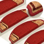 vidaXL Tapis d'escalier autocollants 15 Pièces Rouge 65x21x4 cm
