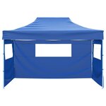 vidaXL Tente de réception pliable avec 3 parois 3x4 m Acier Bleu