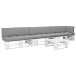 vidaXL Salon de jardin palette 4 Pièces et coussins pin imprégné de blanc