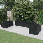 vidaXL Salon de jardin 8 Pièces avec coussins Résine tressée Noir