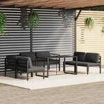 vidaXL Salon de jardin 7 Pièces avec coussins Aluminium Anthracite