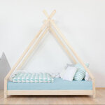 Lit Tipi enfant bois massif naturel 80 x 160 cm