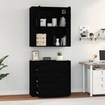 vidaXL Buffet haut Noir Bois d'ingénierie