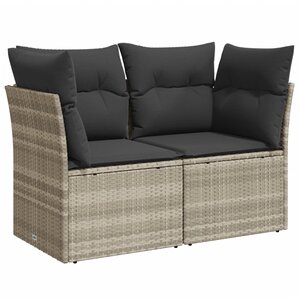 vidaXL Canapé de jardin 2 places et coussins gris clair résine tressée