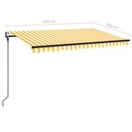 vidaXL Auvent automatique capteur de vent/LED 450x300cm Jaune et blanc