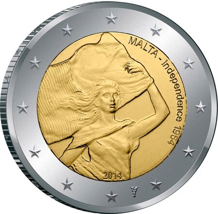 Pièce de monnaie 2 euro commémorative Malte 2014 – Indépendance de 1964