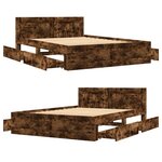 vidaXL Cadre de lit avec tête de lit chêne fumé 135x190 cm