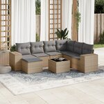 vidaXL Salon de jardin avec coussins 8 Pièces beige résine tressée