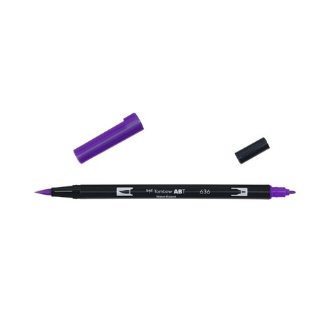 Feutre dessin double pointe abt dual brush pen 636 violet impérial x 6 tombow