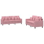vidaXL Ensemble de canapés 2 Pièces avec coussins Rose Velours