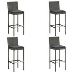 vidaXL Ensemble de bar de jardin 5 Pièces et coussins Résine tressée Gris