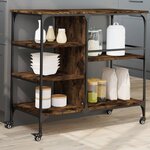 vidaXL Chariot de cuisine chêne fumé 100x45x89 5 cm bois d'ingénierie