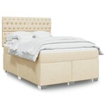 vidaXL Sommier à lattes de lit avec matelas Crème 140x200 cm Tissu