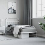 vidaXL Cadre de lit métal avec tête de lit blanc 90x200 cm