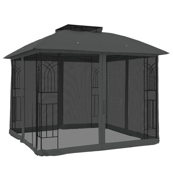 vidaXL Tonnelle avec double toit et parois en filet anthracite acier