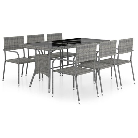 vidaXL Jeu à dîner de jardin 7 Pièces Résine tressée Anthracite et gris