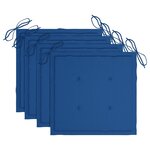 vidaXL Chaises de jardin lot de 4 et coussins bleu royal Bois de teck