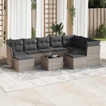 vidaXL Salon de jardin avec coussins 10 Pièces gris clair résine tressée