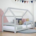 Lit cabane enfant TERY 120 x 180 gris clair