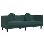 vidaXL Ensemble de canapés 2 Pièces avec coussins vert foncé velours