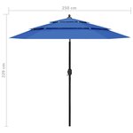 vidaXL Parasol de jardin à 3 niveaux avec mât en aluminium bleu azuré