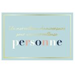 Carte Anniversaire Un Merveilleux Anniversaire Pour Une Merveilleuse Personne - Bleu - Draeger paris