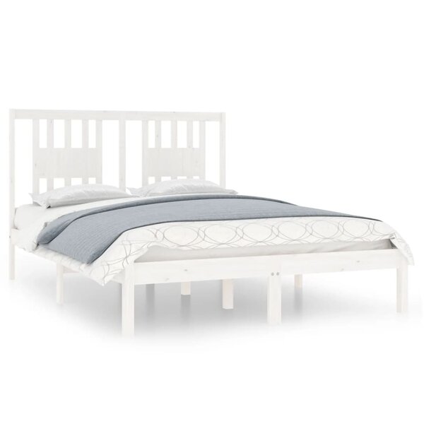 vidaXL Cadre de lit Blanc Bois de pin massif 140x190 cm