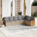 vidaXL Salon de jardin avec coussins 7 Pièces beige résine tressée